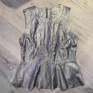 H&M pewter metallic leather top